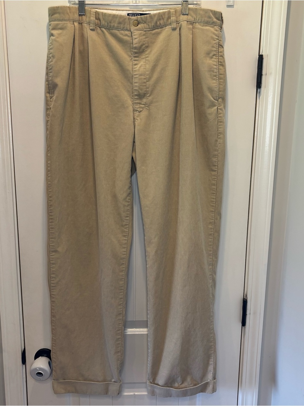 Polo Ralph Lauren Andrew Pants Men 40x32 Corduroy Pleated Classic Preppy Cuffed